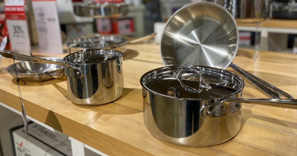 All Clad Cookware on display at Macys