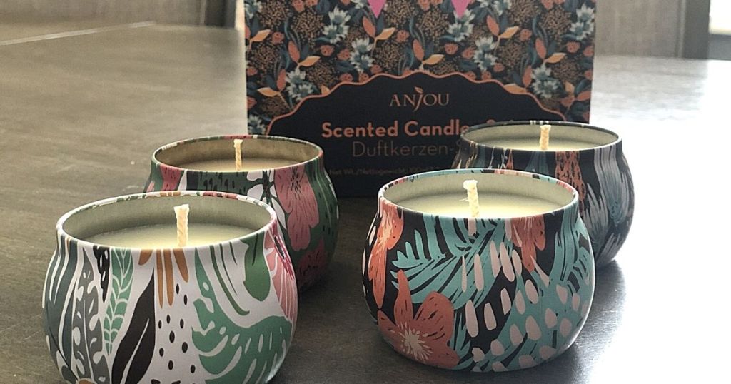 Anjou Scented Candles box and candles