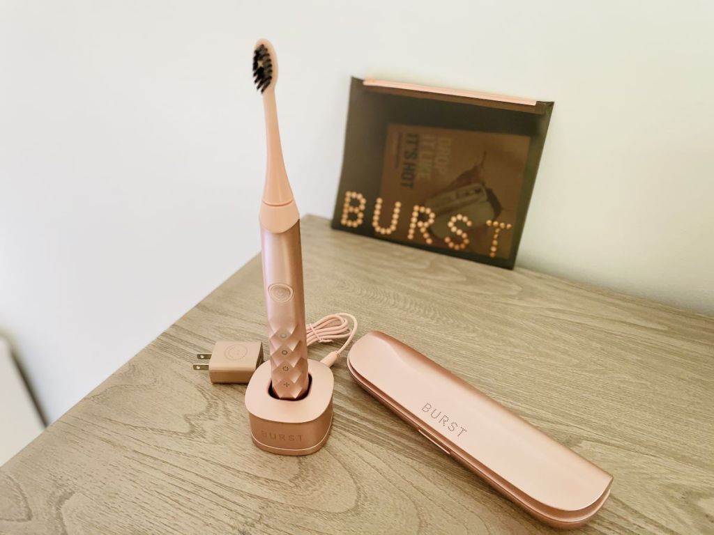 BURST Toothbrush and case on a table