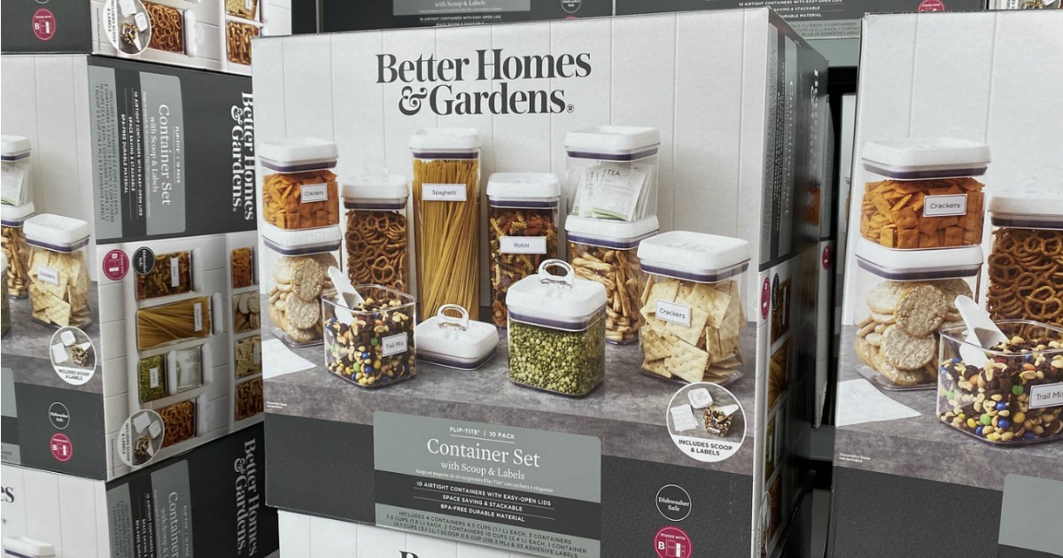 NEW BETTER HOMES & GARDENS 10 AIRTIGHT CONTAINER SET + LABELS