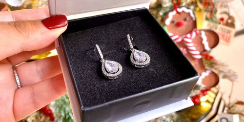Cate & Chloe 18K White Gold-Plated Drop Earrings Only $16 Shipped | Great Stocking Stuffer