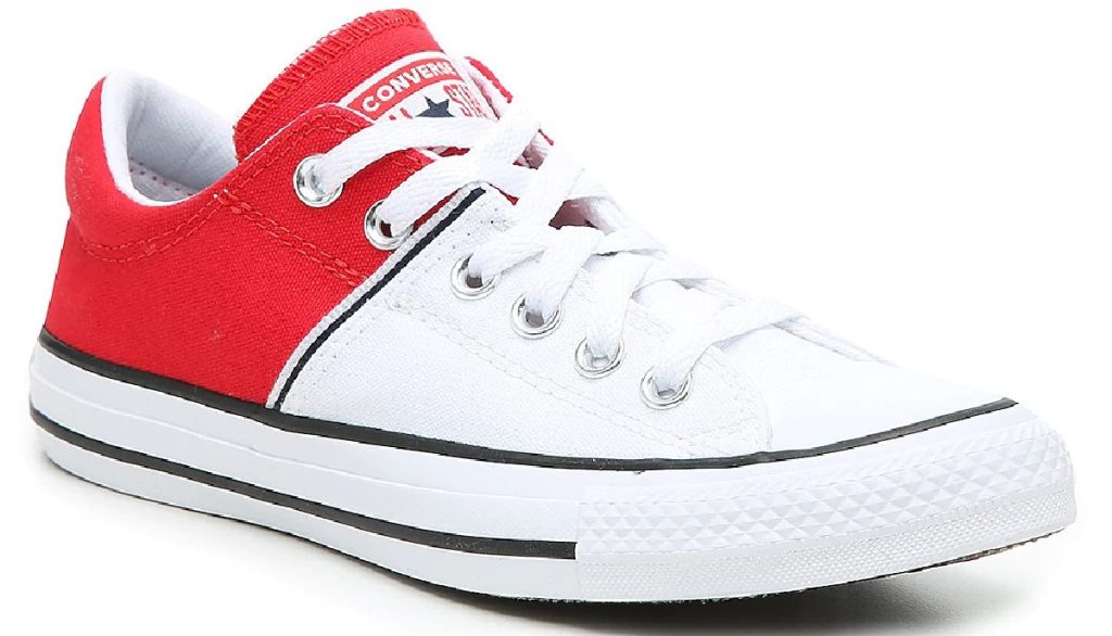 white and red color block sneaker