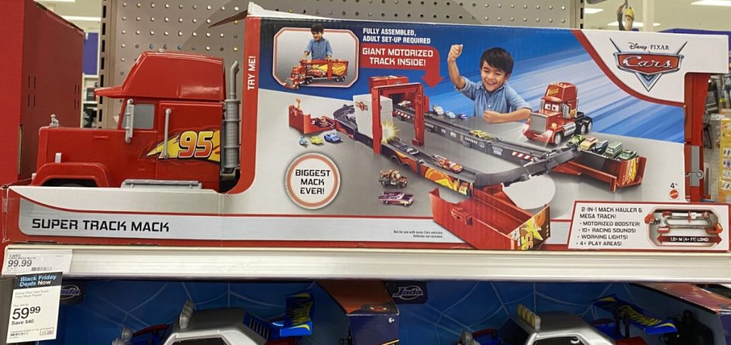 red toy car on store shelf