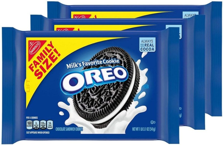 3 packs of Oreo Family Size Cookies