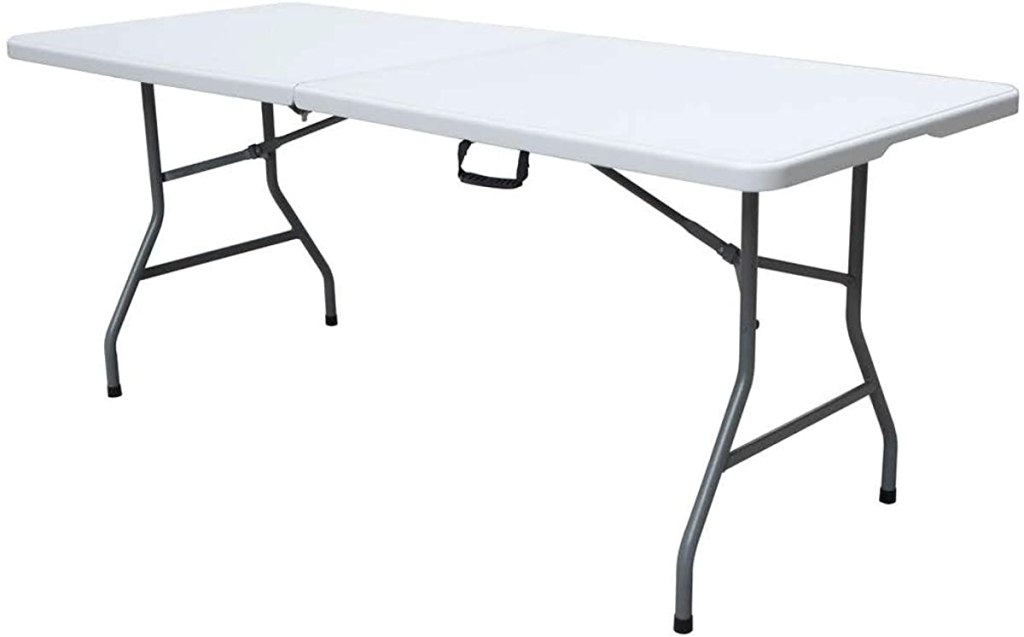 white folding table