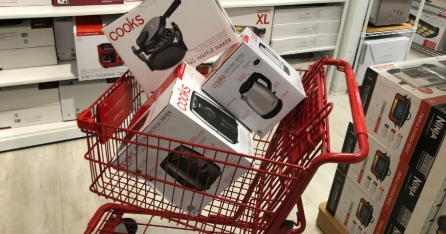 JCPenney shopping cart filled with cooks small appliances