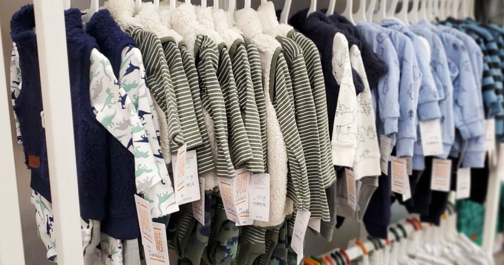rack of baby boy's apparel on hangers at Target