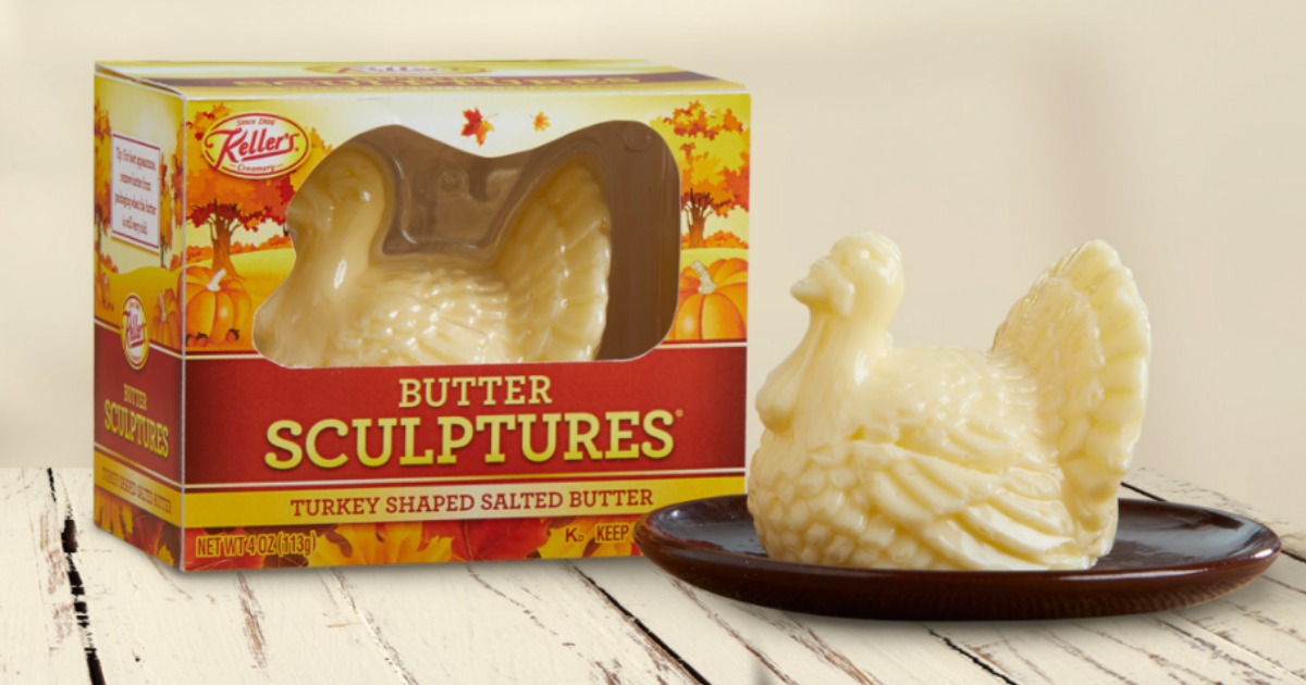 Butter sculpture in the shape of a turkey