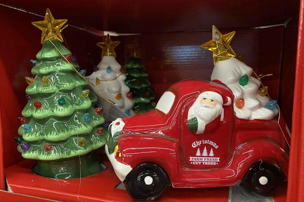 Mini Christmas Trees and Santa