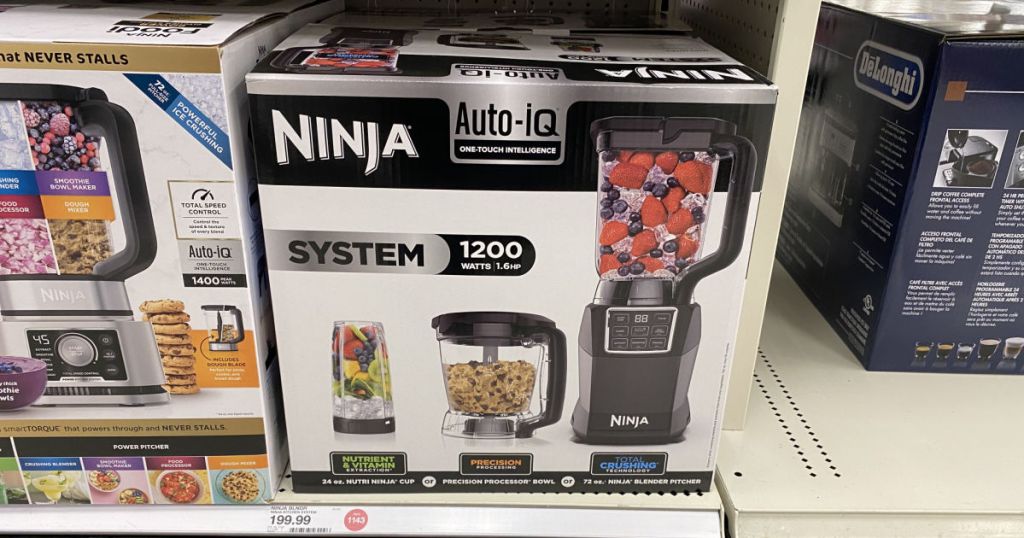 ninja blender on shelf 