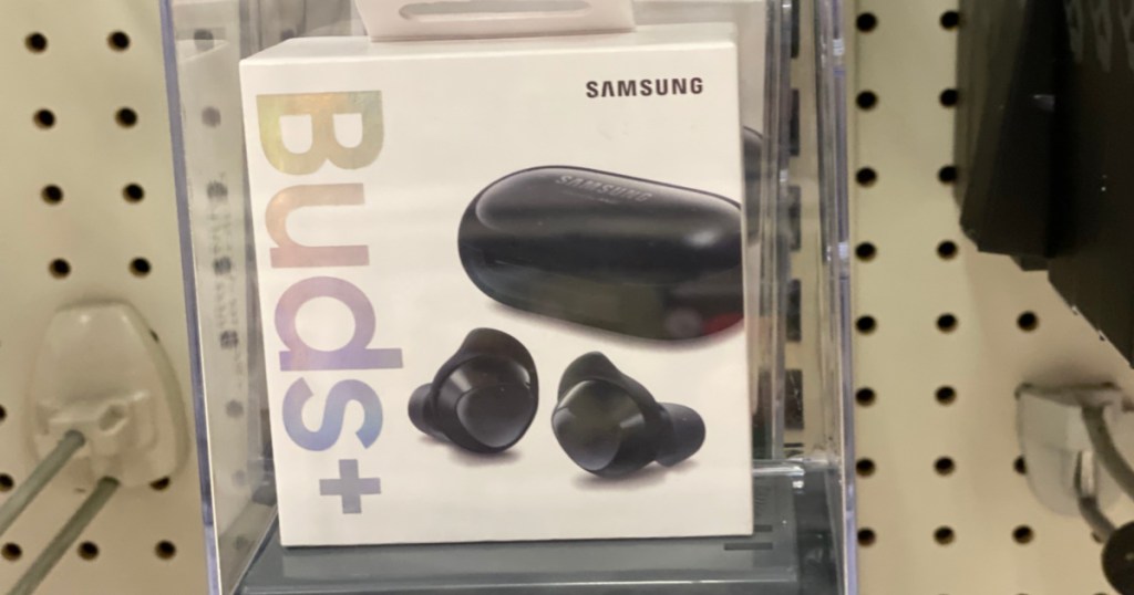wireless ear buds on shelf