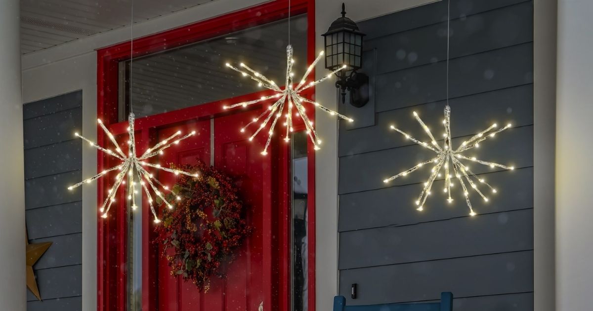 solar led hanging snowflake starburst light