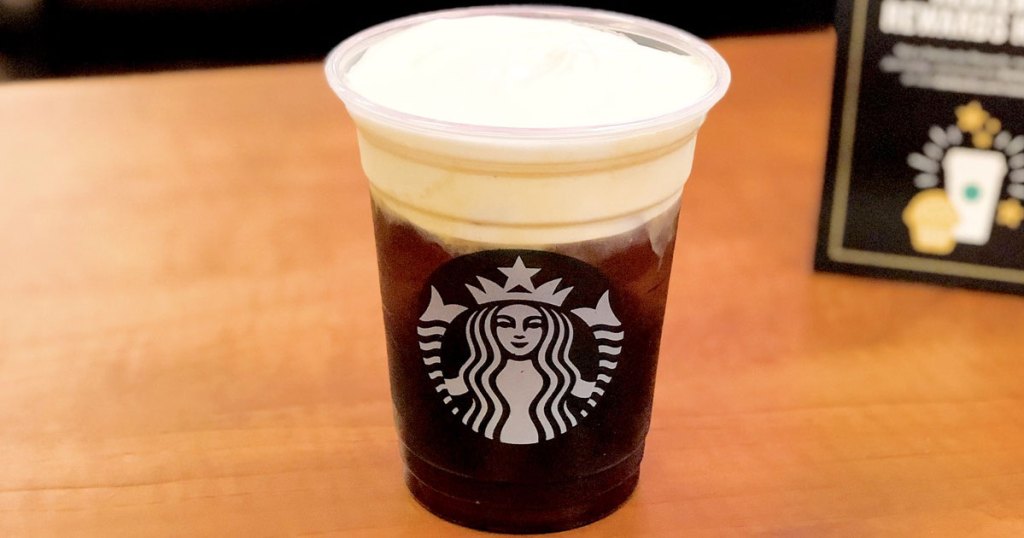 starbucks cold brew coffee with foam on top