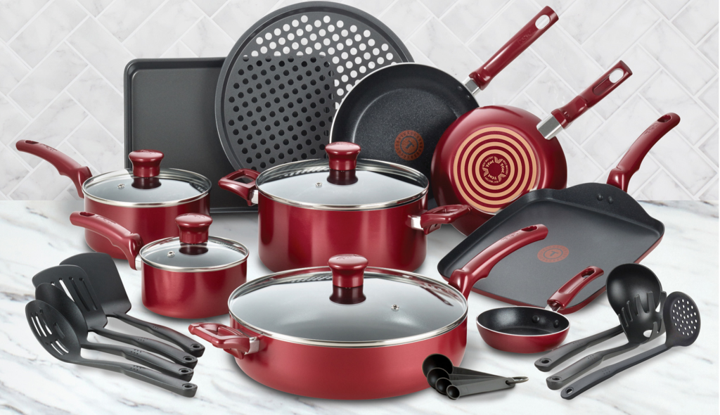 TFAL Cookware Set in red