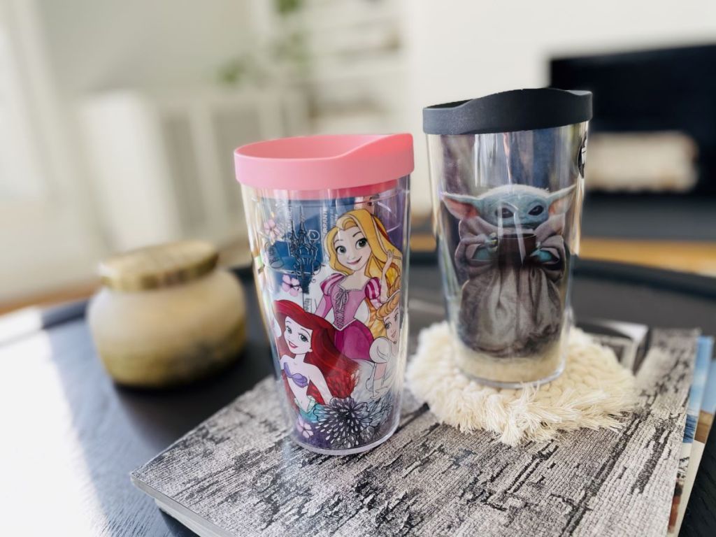 two Tervis tumblers on a table