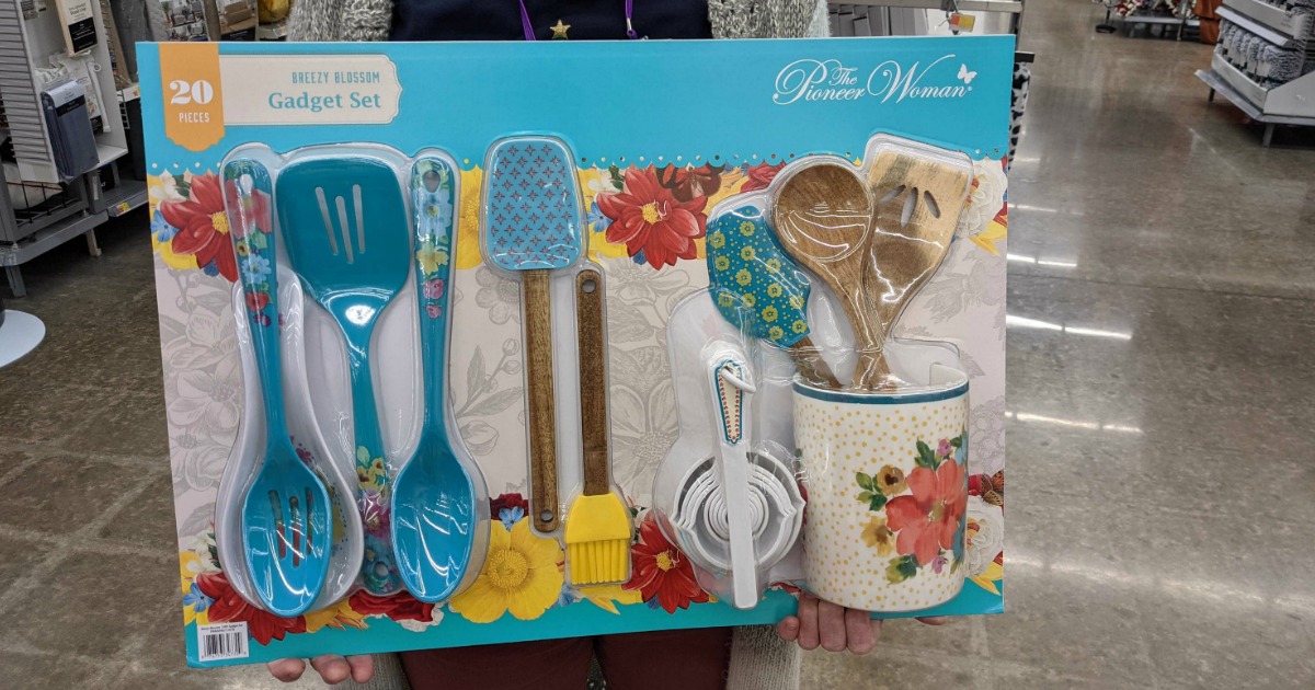 The Pioneer Woman Breezy Blossom 20-Piece Tool and Crock Set 
