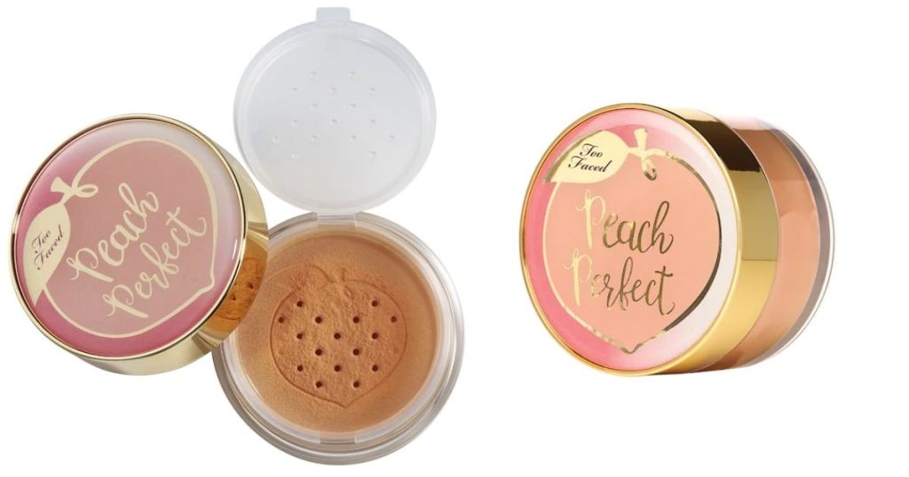 Open and closed Too Faced Peach Perfect Setting Powder
