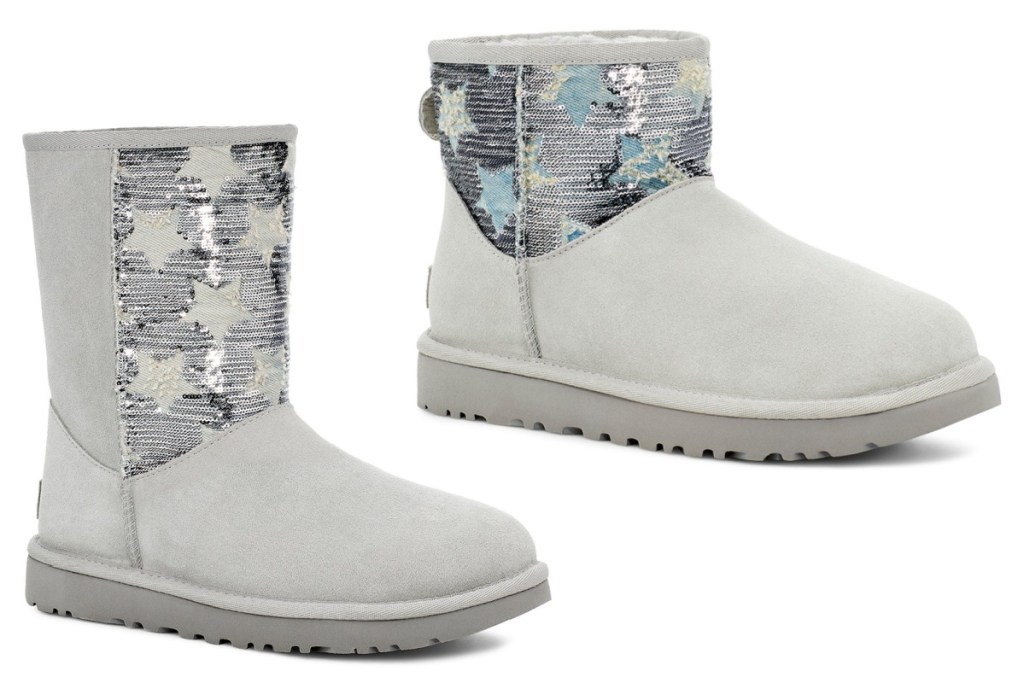 2 pairs of grey ugg boots