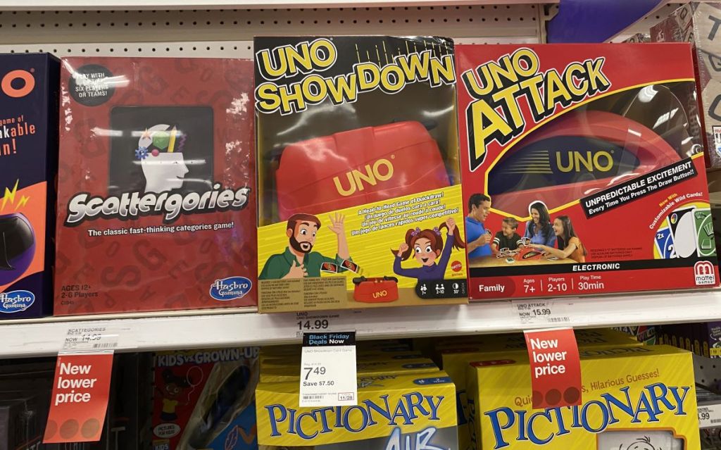 UNO games on shelf at Target