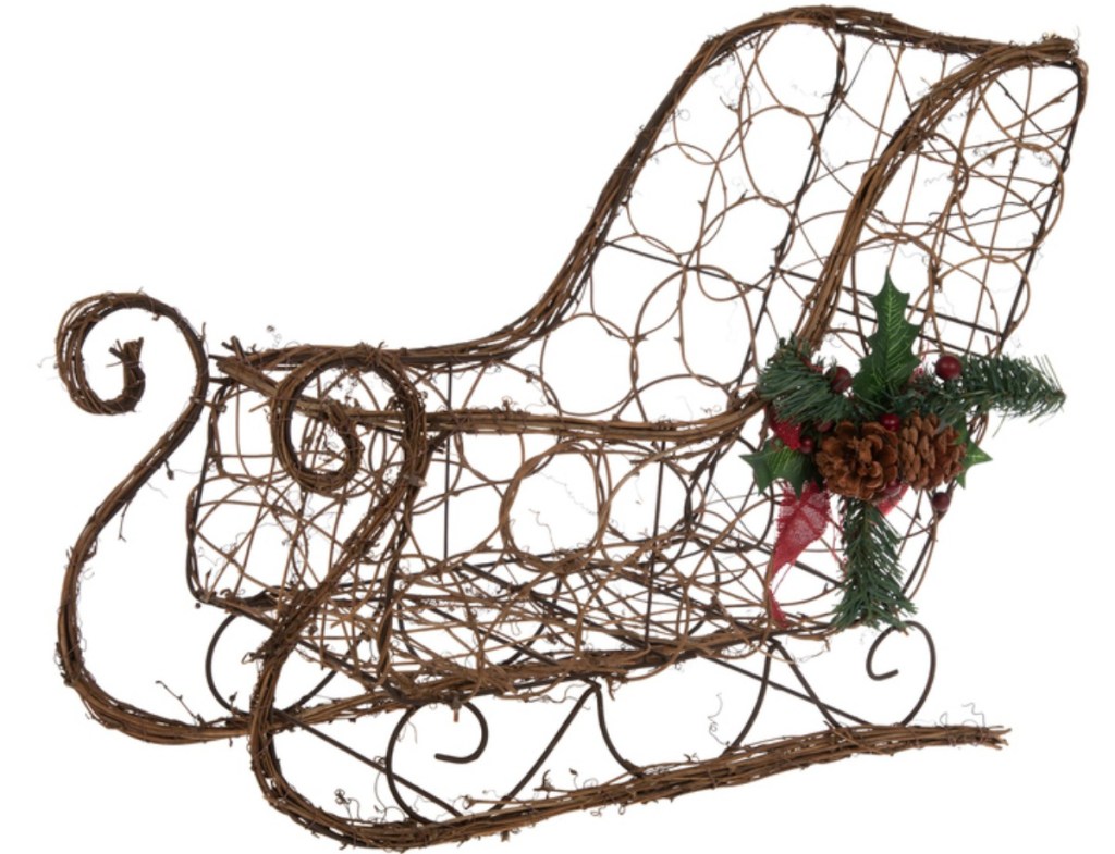Whicker style Christmas Sleigh decoration