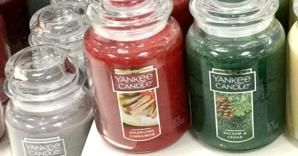 Large Yankee Candle on a shelf