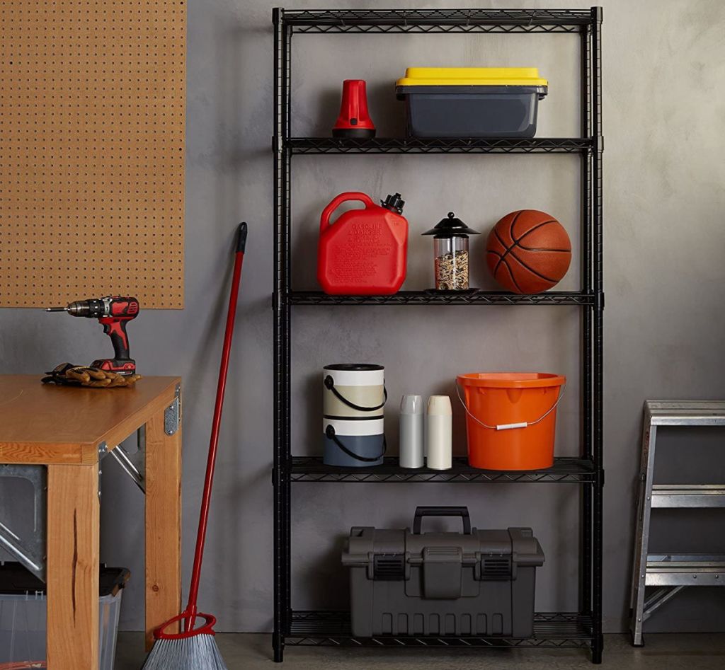 shelving unit in garage