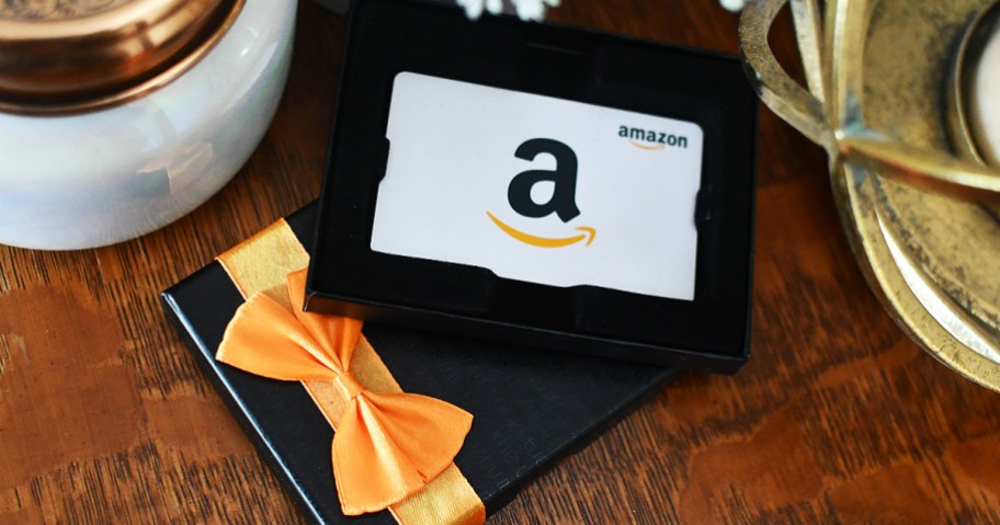 amazon gift card on table