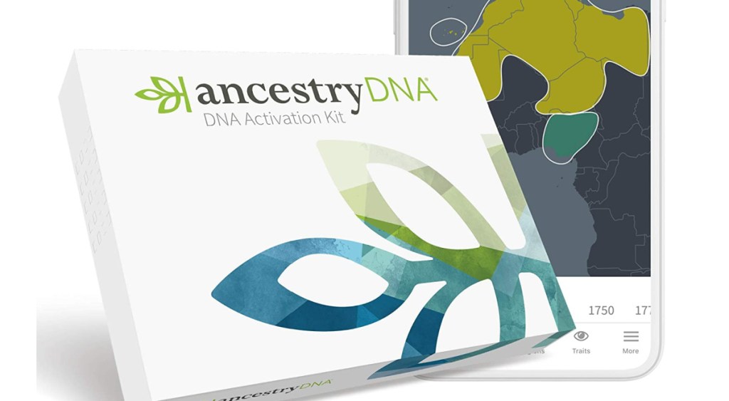 ancestry DNA kit near mobile phone