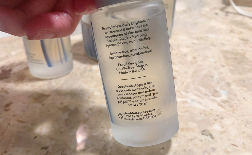 bottle of ghost democracy serum with application instructions