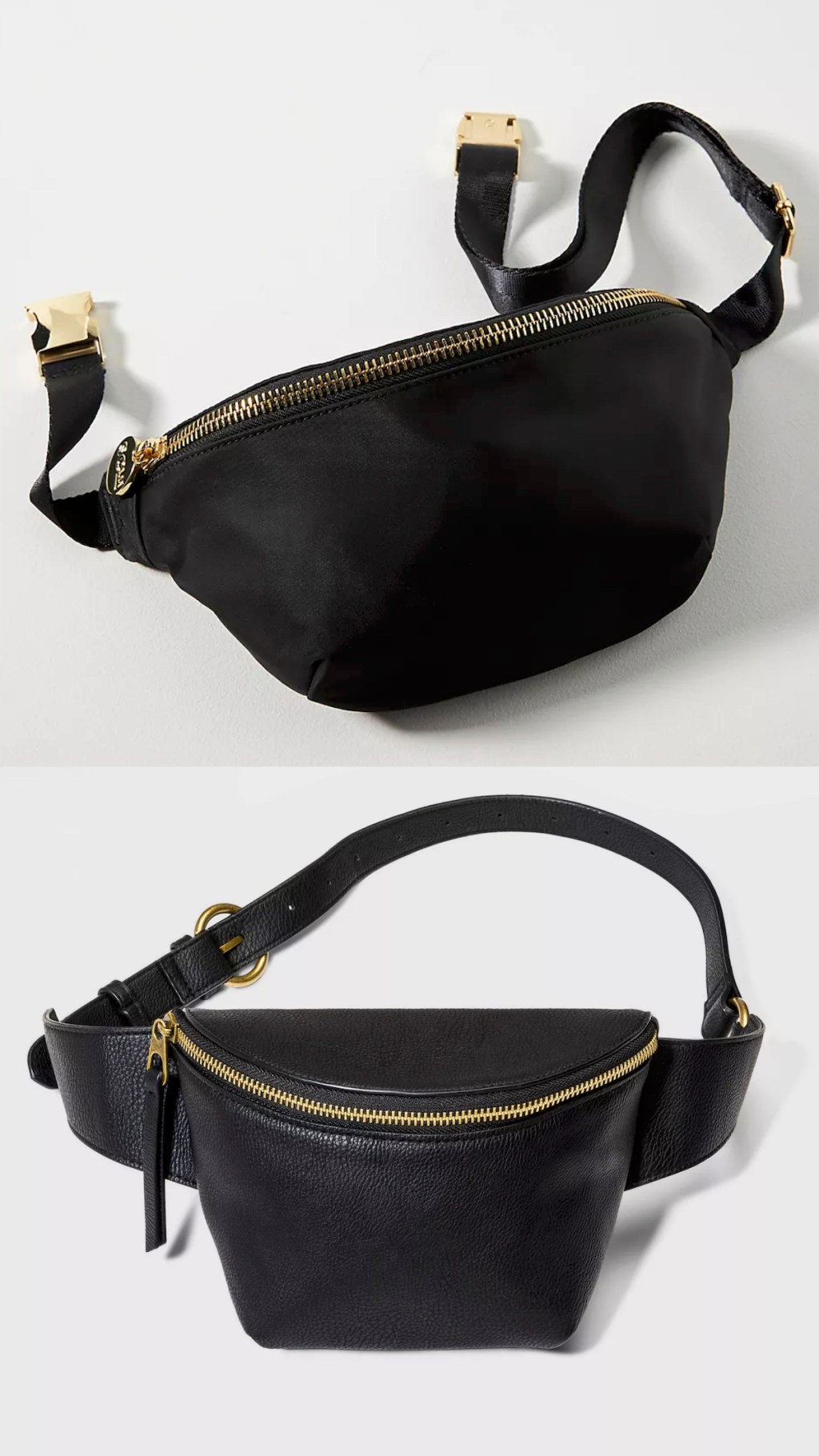 two black and gold fanny pack belt bags anthropologie dupes