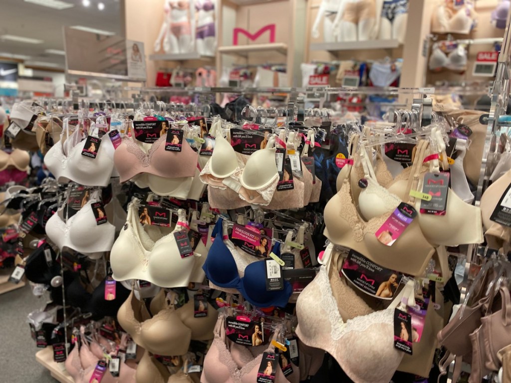 bra section in retail store