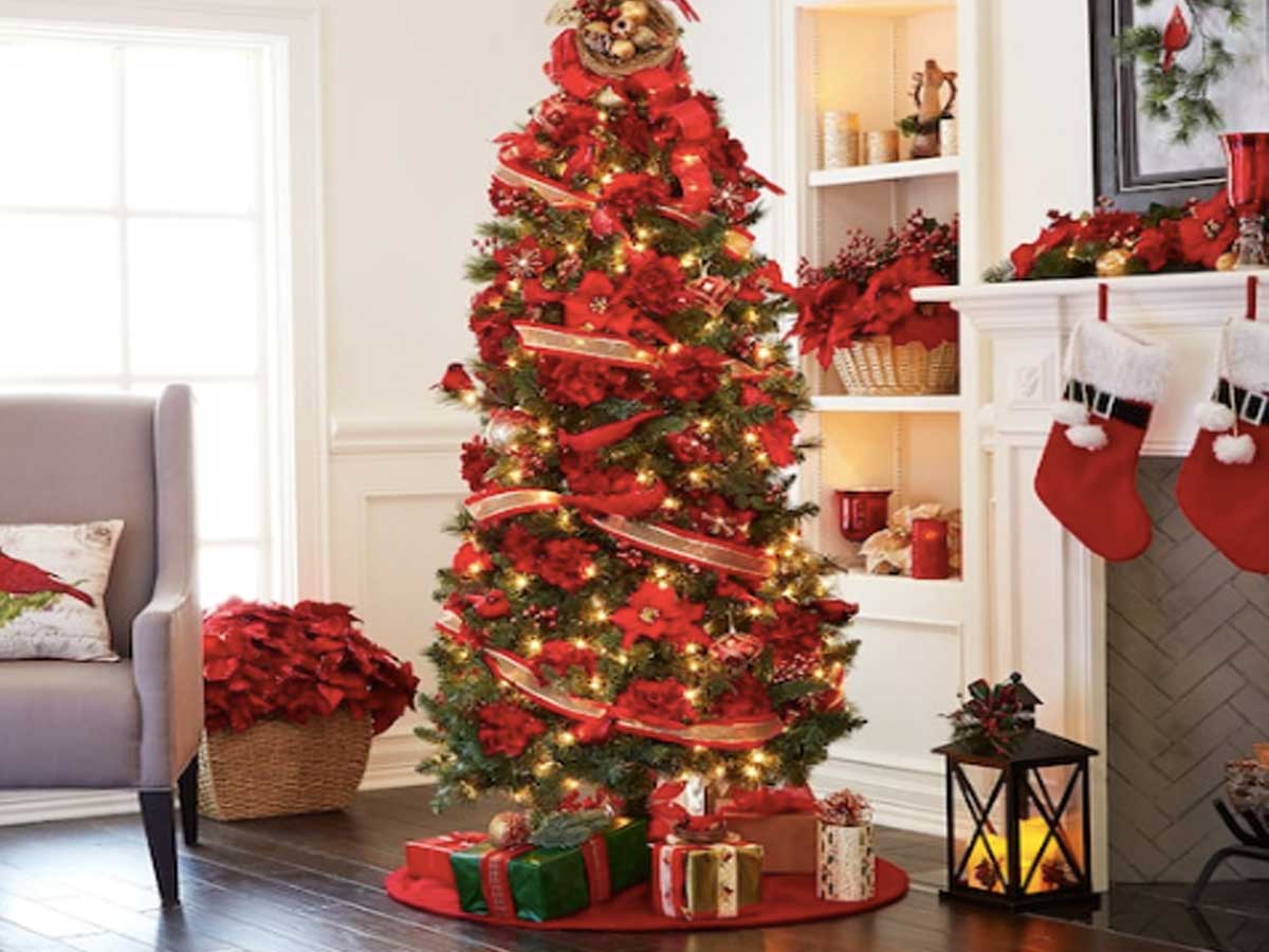 7 ft christmas tree in red