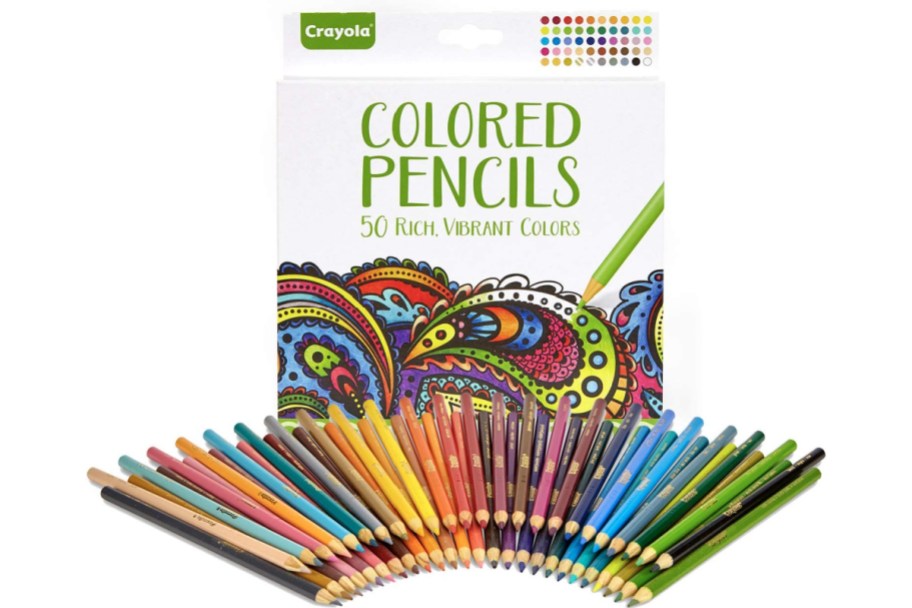 crayola adult colored pencils with box and pencils