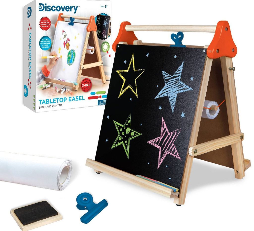 Discovery Kids 3-in-1 Tabletop Dry Erase/Chalkboard/Painting Art Easel