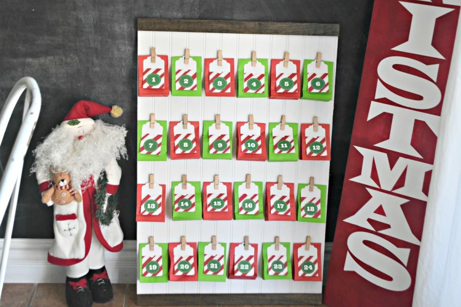 DIY Advent Calendar with hanging goody bags