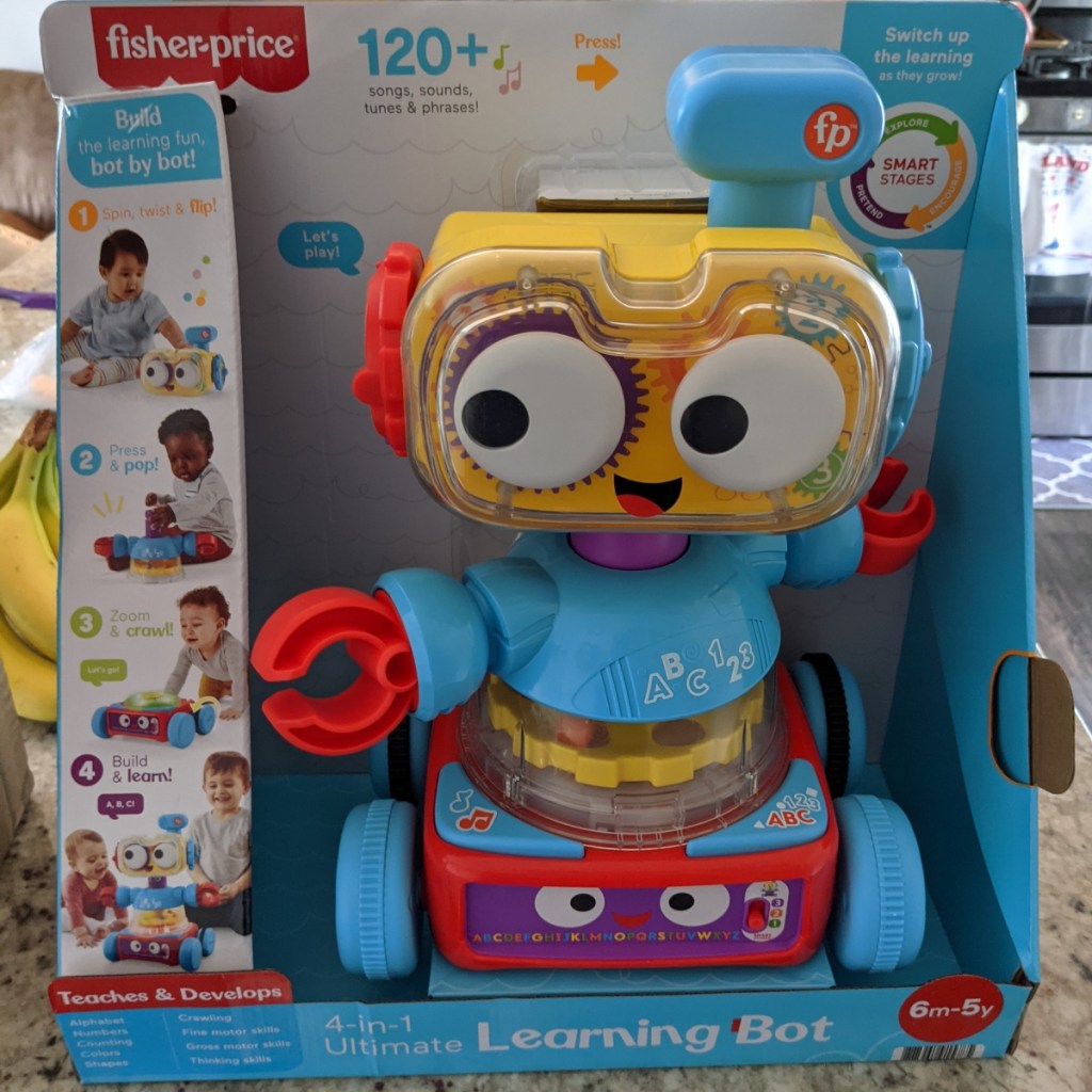 Fisher Price learning robot in packaging