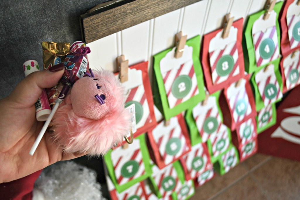 holding goodies for inside Advent calendar bags