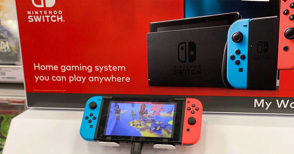 nintendo switch unit on display in store