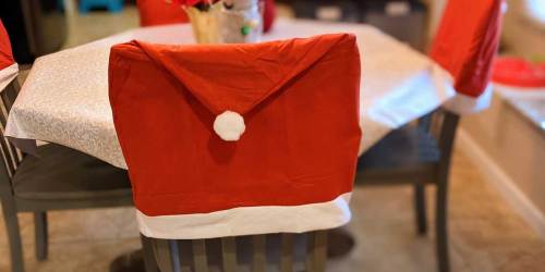 Santa Hat Chair Cover Just $1 at Dollar Tree | Add Cheer to Home Decor