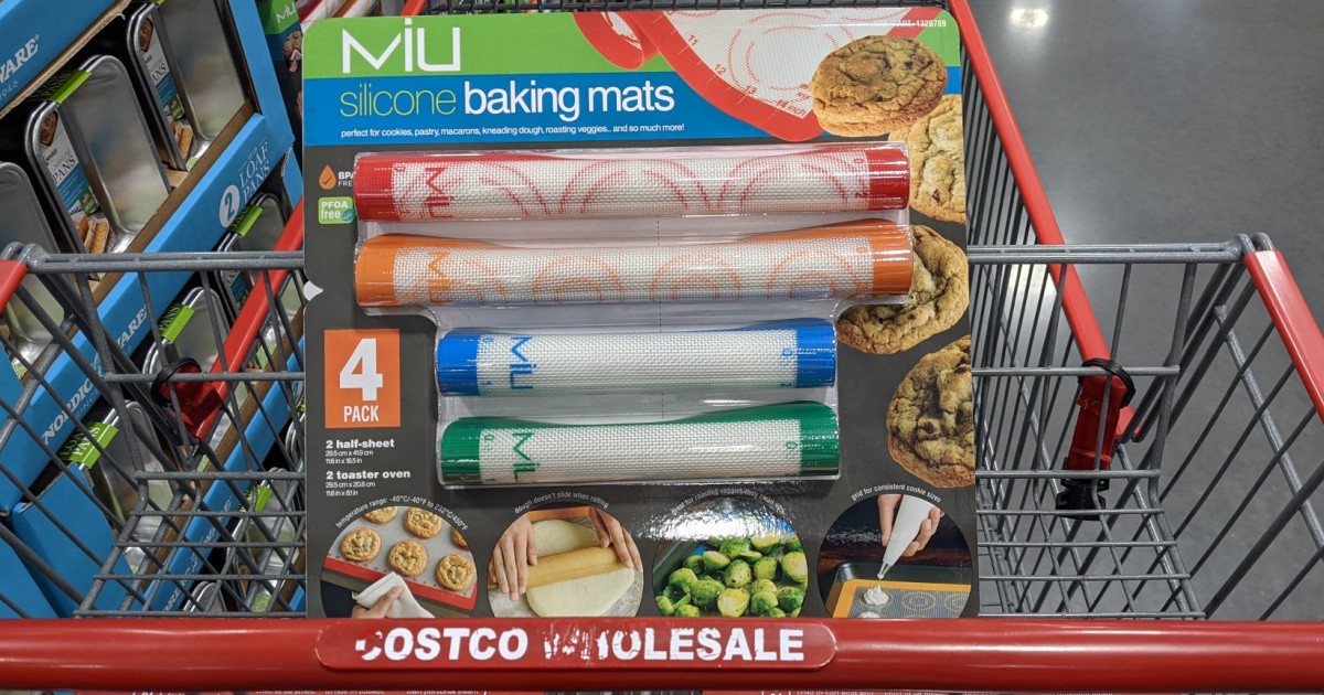 grocery cart with package of baking mats