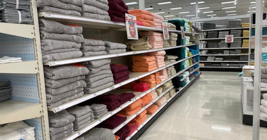 target towel aisle in store