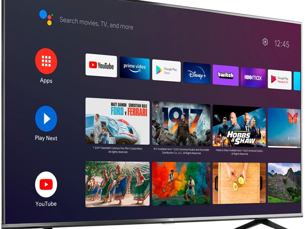 tv screen with images of apps