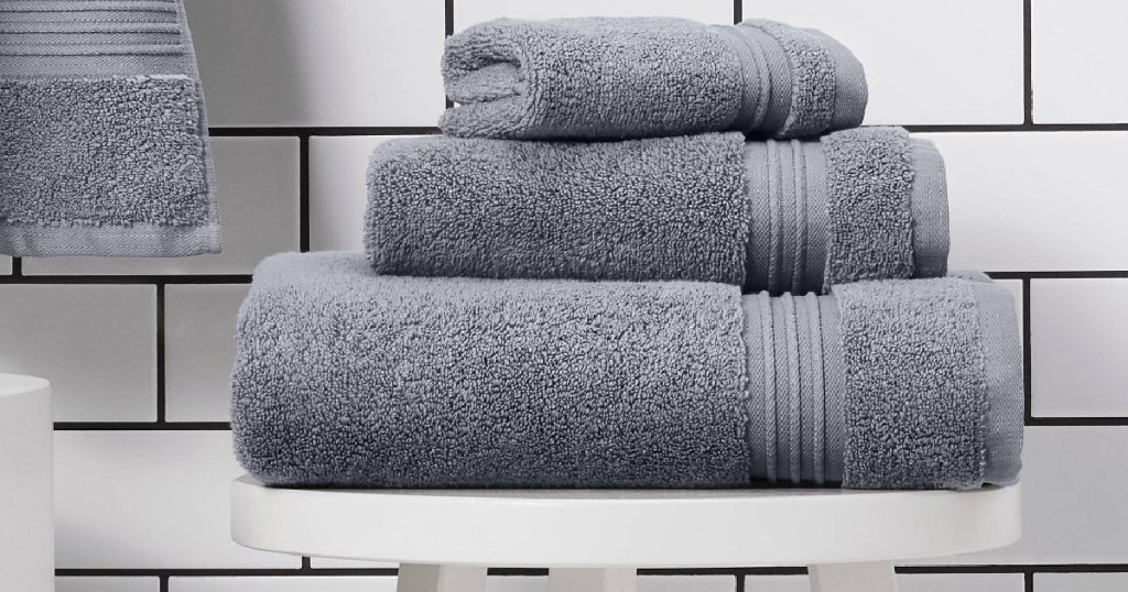 threshold bath towels stacked
