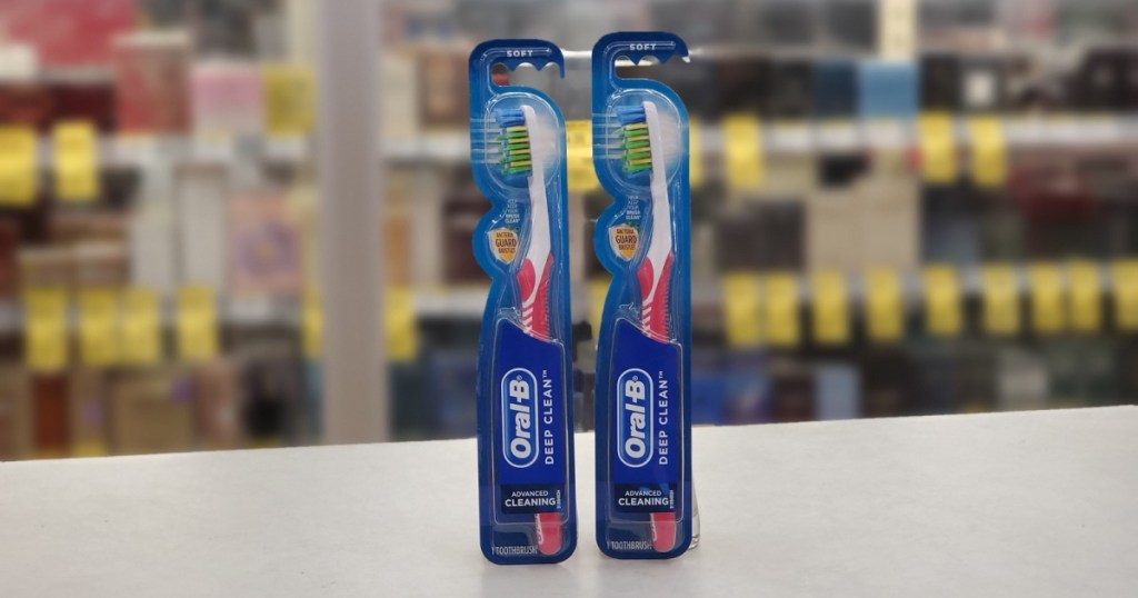 two oral b toothbrushes in store at walgreens