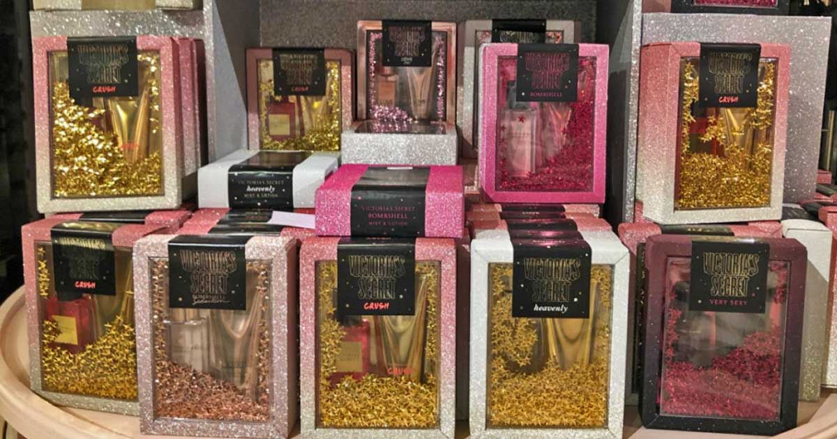 bottles of perfume on display in store