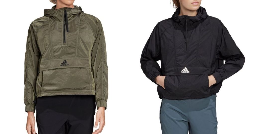 green and black Adidas Cropped Anorak