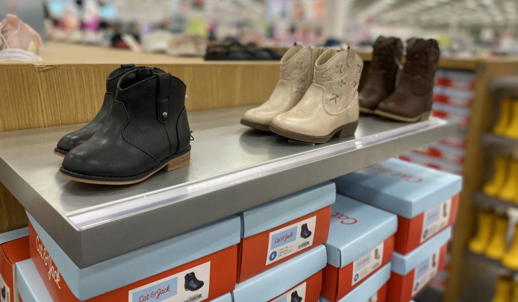 girls boots on display at Target