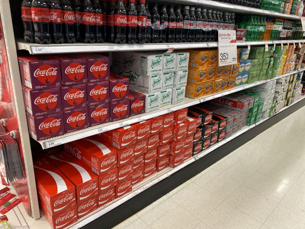 aisle of coca-cola soda at Target