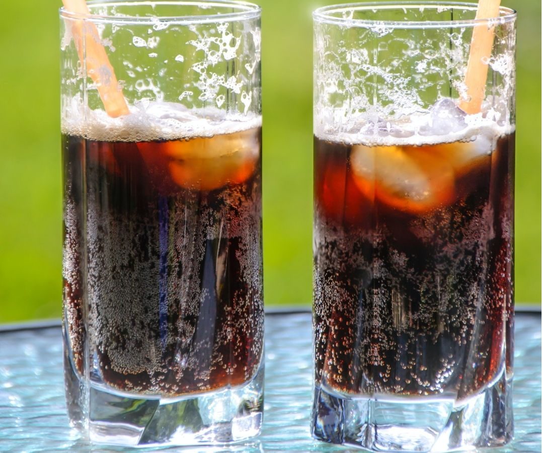 two glasses of soda