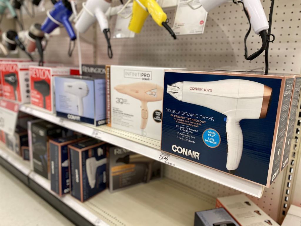 Conair Hair dryers on shelf at Target